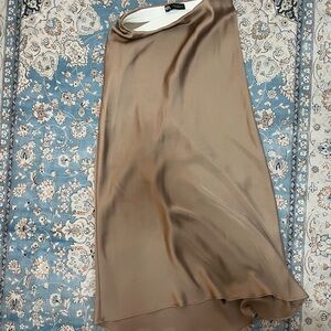 Zara Satin Midi Skirt in Bronze